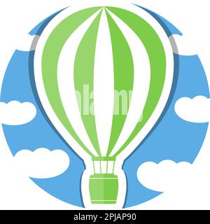 Hot air balloon in sky with clouds, vector eps10 illustration Stock Vector