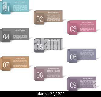 Set of origami folded banners with numbers and place for text, vector ...
