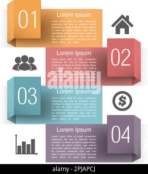 Set of origami folded banners with numbers and place for text, vector ...