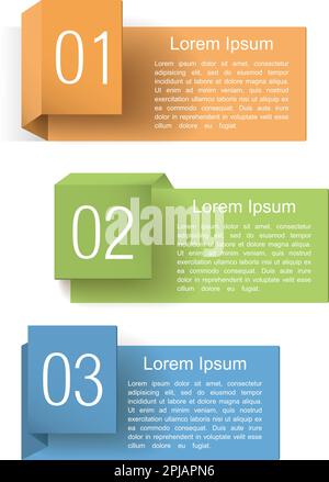 Set of origami folded banners with numbers and place for text, vector eps10 illustration Stock Vector