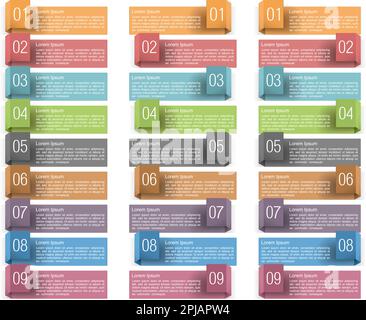 Set of origami folded banners with numbers and place for text, vector ...