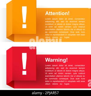 Attention and warning banners with exclamation mark, vector eps10 illustration Stock Vector