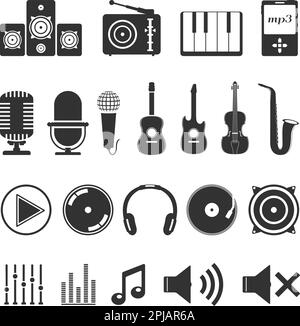 Collection of music icons, vector eps10 illustration Stock Vector