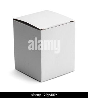 Square White Box Cut Out on White. Stock Photo