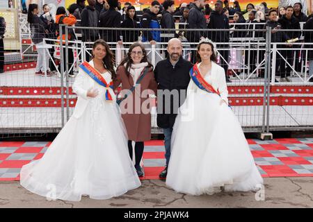 Paris, France. 31st Mar, 2023. Miss Foire du Trone Esmeralda 2023, Emmanuelle Pierre-Marie and Miss Foire du Trone Esmeralda 2022 Stock Photo