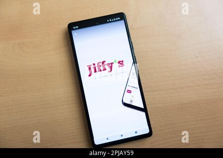 Jiffys grocery online ordering app on smartphone Stock Photo