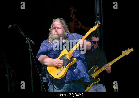 Blues singer. guitarist, Matt Anderson, Edmonton Folk Music Festival, Edmonton Alberta, Canada Stock Photo