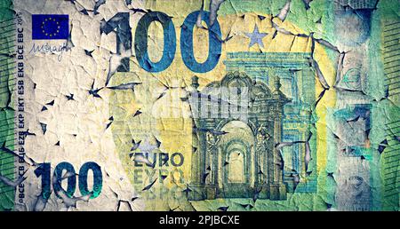 A weathered 100 euro banknote Stock Photo