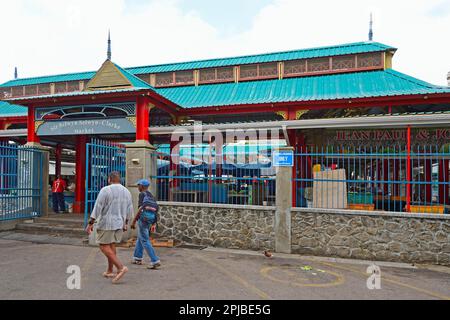 Entrance to Sir Selwyn Selwyn-Clarke Market, Victoria, Mahe Island, Seychelles Stock Photo