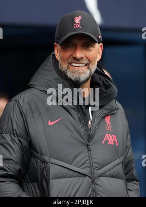 Liverpool manager Jurgen Klopp looks on in the warm up during the ...