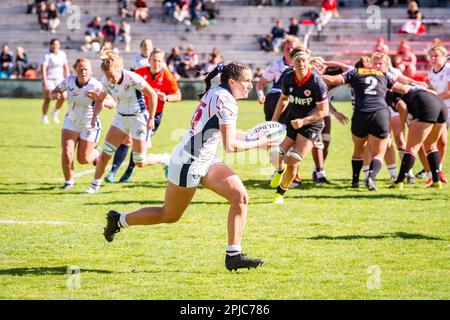 Madrid, Spain. 01st Apr, 2023. Tess Feury (USA) in action during the women's rugby match between Canada and USA valid for the World Rugby Pacific Four Series 2023 played at Estadio Nacional Universidad Complutense,&#xA;Madrid, Spain on Saturday 01 April 2023 Credit: Live Media Publishing Group/Alamy Live News Stock Photo