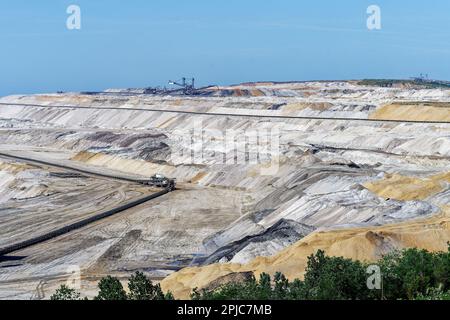 the giant hole of the largest lignite mine in Europe hambach near cologne Stock Photo