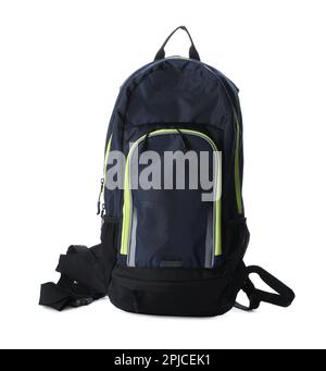 Stylish new black backpack isolated on white Stock Photo
