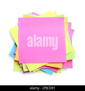 Many colorful notes isolated on white. Space for text Stock Photo