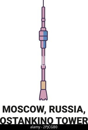 Russia, Moscow, Ostankino Tower travel landmark vector illustration Stock Vector
