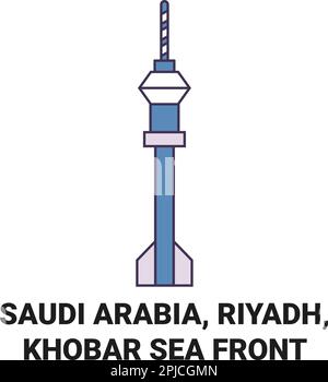 Saudi Arabia, Riyadh, Khobar Sea Front travel landmark vector illustration Stock Vector