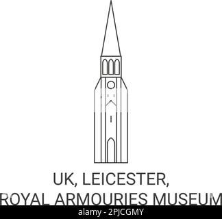 England, Leicester, Royal Armouries Museum travel landmark vector illustration Stock Vector