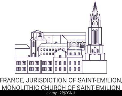 France, Jurisdiction Of Saintemilion, Monolithic Church Of Saintemilion travel landmark vector illustration Stock Vector