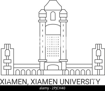 China, Xiamen, Xiamen University, travel landmark vector illustration Stock Vector