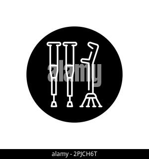 Crutches sign сolor line icon. Physiotherapy. Pictogram for web page. Stock Vector