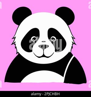 panda vector illustration. The head of a giant panda on a pink background. Stock Vector