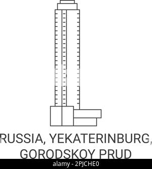 Russia, Yekaterinburg, Gorodskoy Prud travel landmark vector illustration Stock Vector