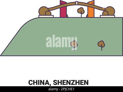 China, Shenzhen travel landmark vector illustration Stock Vector