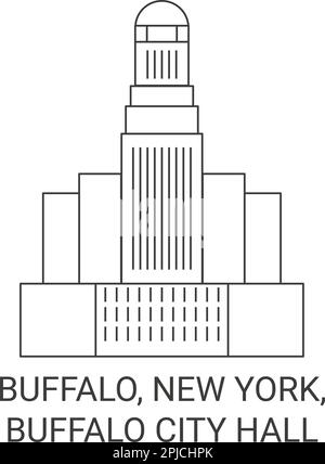United States, Buffalo, New York, Buffalo City Hall travel landmark vector illustration Stock Vector