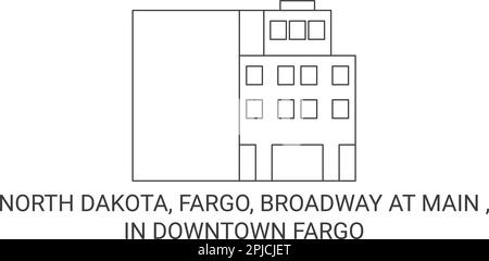United States, North Dakota, Fargo, Broadway At Main , In Downtown Fargo travel landmark vector illustration Stock Vector