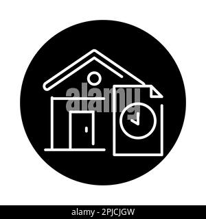 Mortgage rental black line icon. Real estate. 24 hour rent service Stock Vector