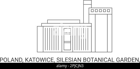 Poland, Katowice, Silesian Botanical Garden, travel landmark vector illustration Stock Vector