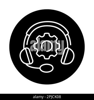 Tech support black line icon. Technical problem. Communication service. Stock Vector