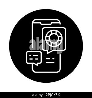 Service support black line icon. Online help. Support service Stock Vector