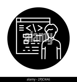 Programming courses for children сolor line icon. Children learning Stock Vector