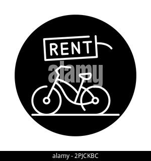 Bicycle rental black line icon. Street transport. Stock Vector