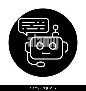 Chatbot black line icon. Call center. Stock Vector