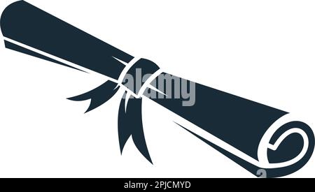 Scroll Paper Graduation, Certification Icon Vector Logo Template Illustration Design Stock Vector