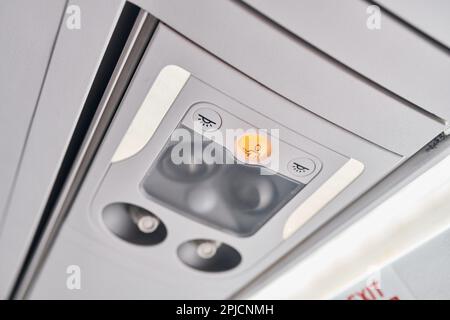 Interior of modern airplane. Quality material. No people Stock Photo
