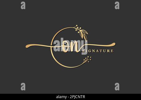 luxury signature initial on logo design isolated leaf and flower Stock Vector