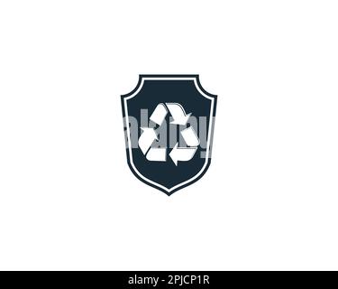 Recycle Shield Icon Vector Logo Template Illustration Design Stock Vector