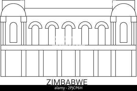 Zimbabwe travel landmark vector illustration Stock Vector