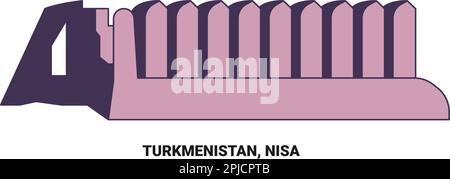 Turkmenistan, Nisa, travel landmark vector illustration Stock Vector