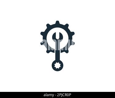 Gear and Wrench Icon Design Template Elements Stock Vector