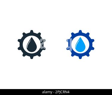 Drop Water Gear Icon Vector Logo Template Illustration Design Stock Vector