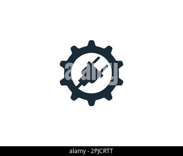 Gear Electric Plug Icon Vector Logo Template Illustration Design Stock Vector
