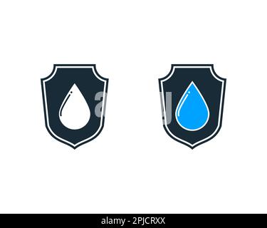 Drop Water Shield Icon Vector Logo Template Illustration Design Stock Vector