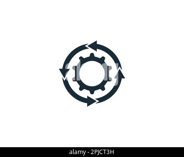 Gear Circle Rotate Arrow Icon Design Template Elements Stock Vector