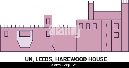England, Leeds, Harewood House, travel landmark vector illustration Stock Vector