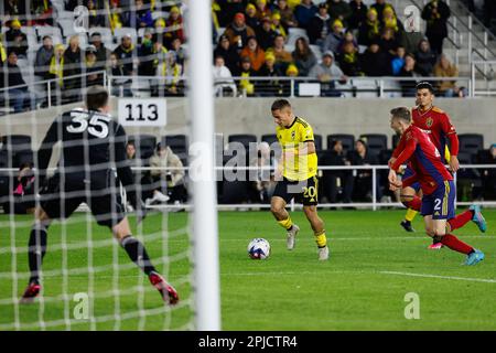 COLUMBUS, OH - JUNE 24: Max Arfsten #27 of Columbus Crew reacts to