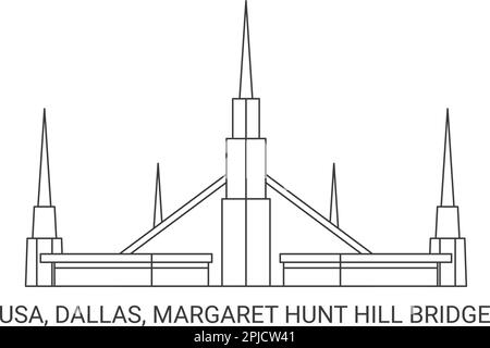 Usa, Dallas, Margaret Hunt Hill Bridge, travel landmark vector ...